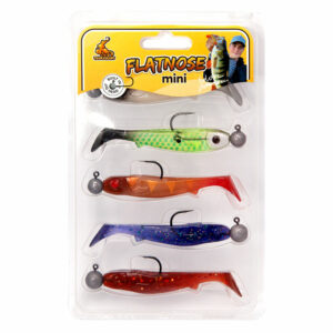 Flatnose Mini 9cm 5-pack med jiggskalle - Klart vatten