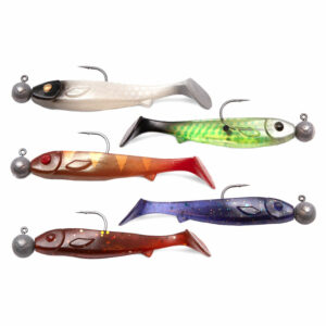 Flatnose Mini 9cm 5-pack med jiggskalle - Klart vatten